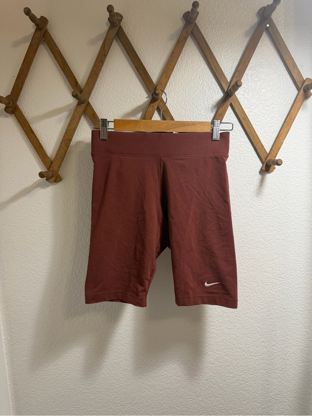 Nike Maroon Cycling Shorts with White Swoosh